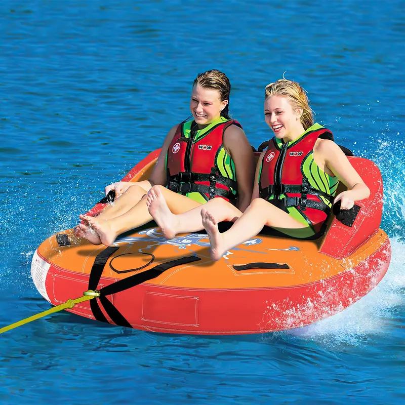 Inflatable Sofa-Style Towable Tube – 1–2 Person Boating Water Sport Pull Toy with Drain Holes