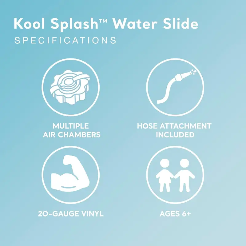 Inflatable Splash Water Slide Play Center — Built-In Sprayers, Pool Integration, Ages 6+ (Blue)