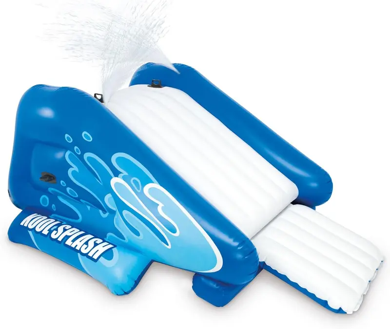 Inflatable Splash Water Slide Play Center — Built-In Sprayers, Pool Integration, Ages 6+ (Blue)