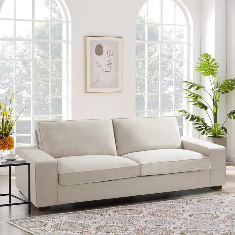INGALIK Modern 3-Seater Beige Loveseat Sofa – 71-Inch Living Room Sofa