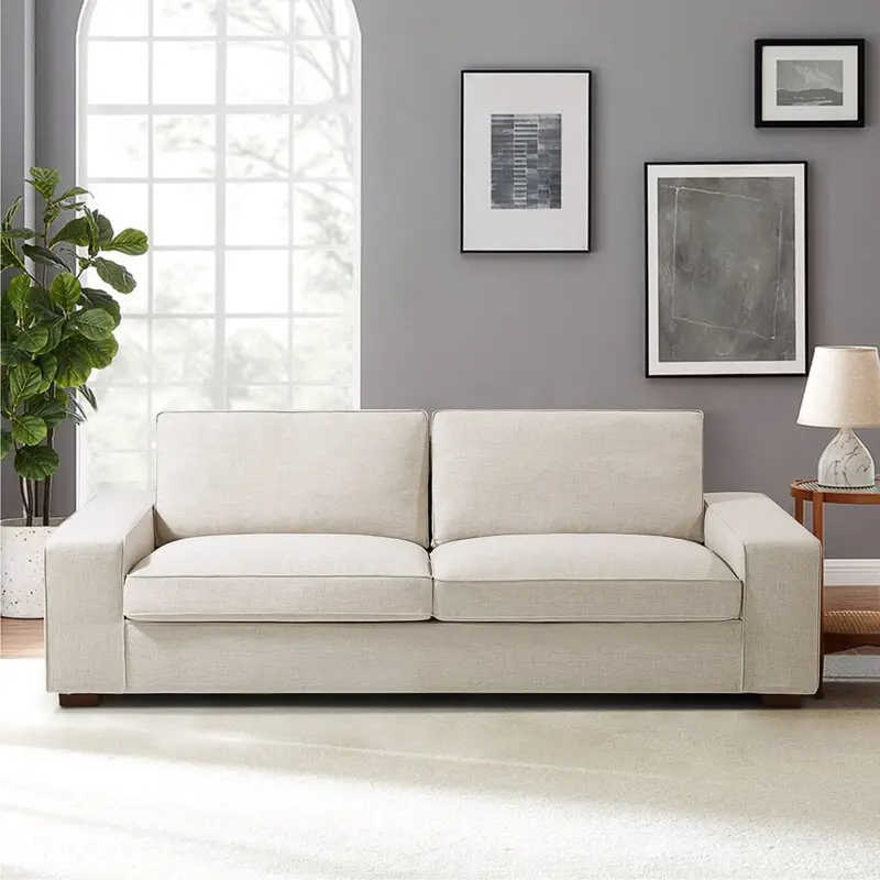 INGALIK Modern 3-Seater Beige Loveseat Sofa – 71-Inch Living Room Sofa 2
