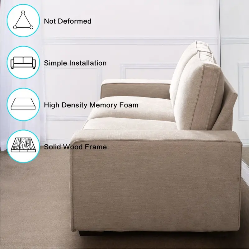 INGALIK Modern 3-Seater Beige Loveseat Sofa – 71-Inch Living Room Sofa