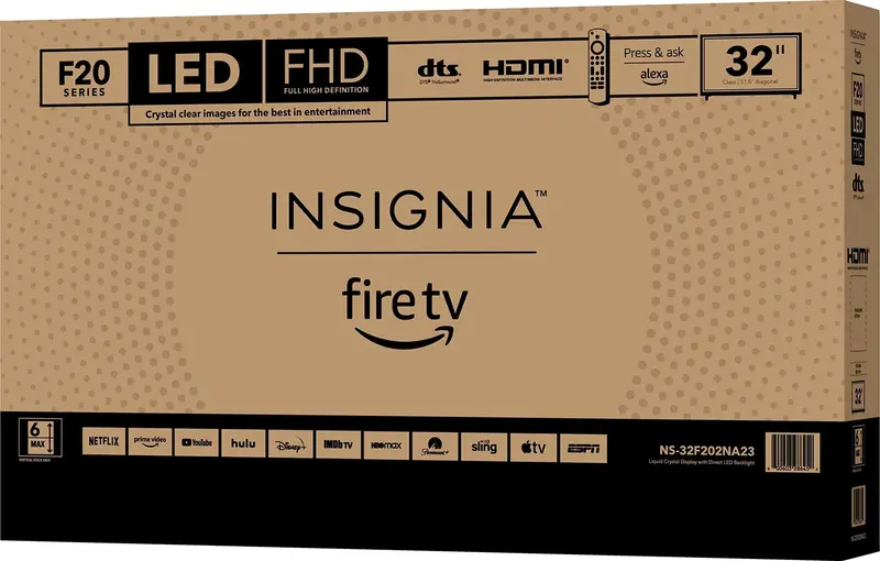 Insignia 32" Smart HD Fire TV – Full 1080p Streaming Display with Alexa Voice Control