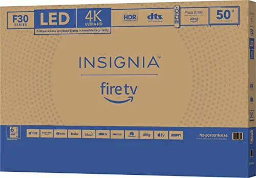Insignia F30 Series 50-Inch 4K UHD Smart Fire TV – Built-in Alexa Voice Remote & Streaming Capabilities