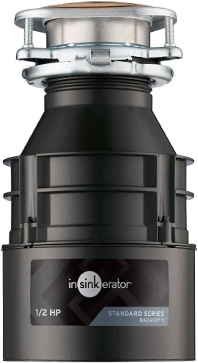 InSinkErator Badger 5 Garbage Disposal – 1/2 HP Continuous Feed, Space-Saving Design, Quick Lock Mount Installation