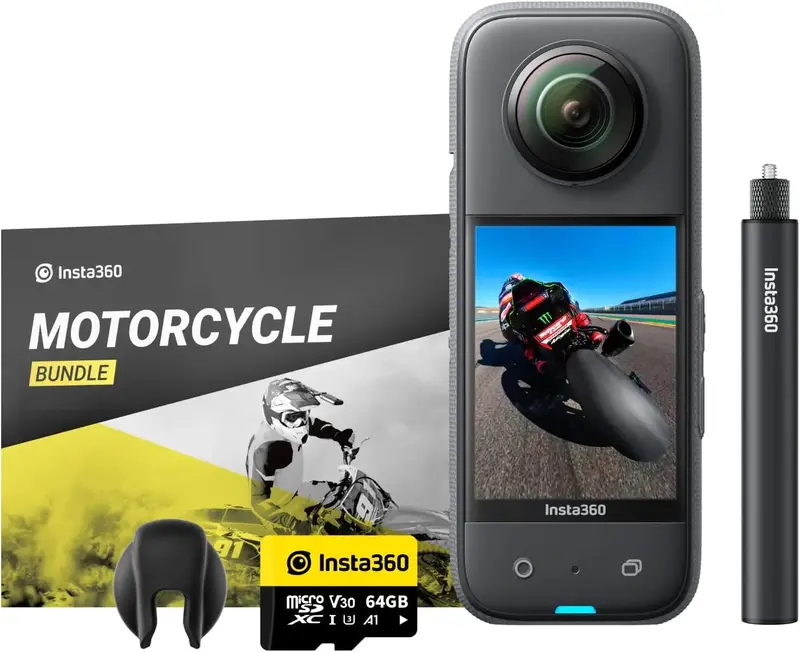 Insta360 X3 Motorcycle Mount Kit – Waterproof 360° Action Camera with 48MP Sensors & WiFi
