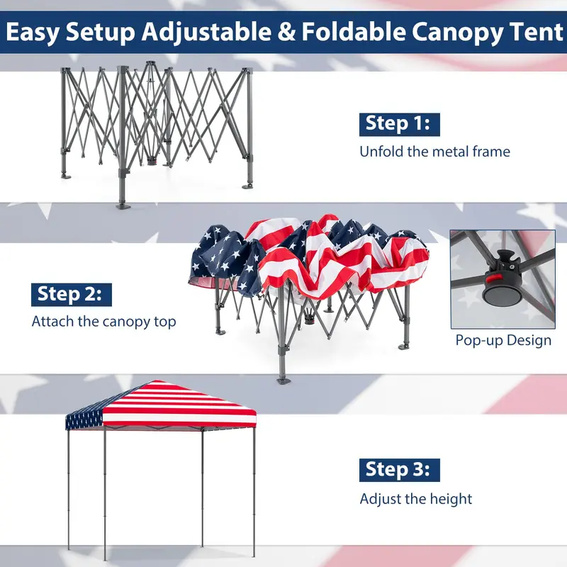 Instant 8.2-Foot Pop-Up Canopy Tent with Carry Bag for Easy Transport