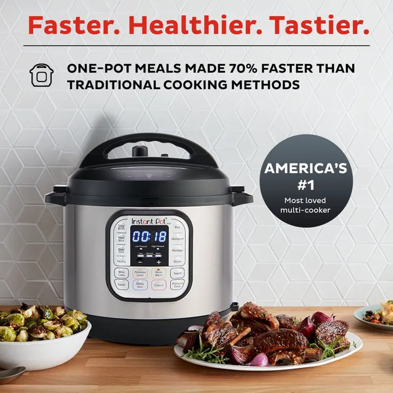 Instant Pot Duo 6-Quart 7-in-1 Electric Pressure Cooker – Stainless Steel, Easy-Release Lid, Family-Sized