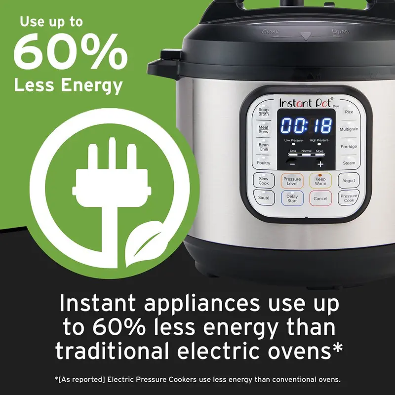 Instant Pot Duo 6-Quart 7-in-1 Electric Pressure Cooker – Stainless Steel, Easy-Release Lid, Family-Sized