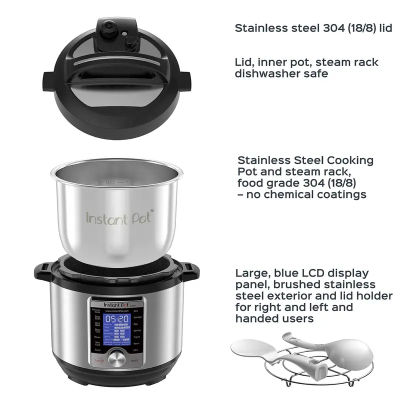 Instant Pot Ultra Mini 3-Quart Electric Pressure Cooker – 16-in-1 Stainless Steel Appliance with Touch Controls