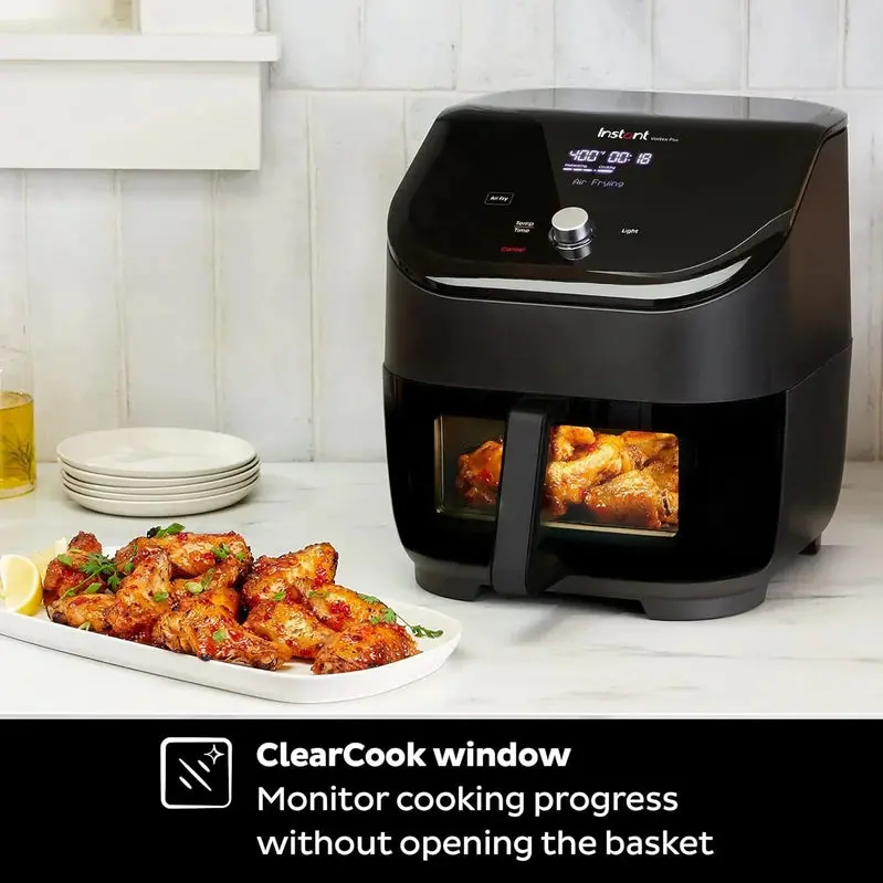Instant Vortex Plus 6-Quart Air Fryer – ClearCook Window, 6-in-1 Versatility (Air Fry, Bake, Roast, Broil, Dehydrate, Reheat), Black