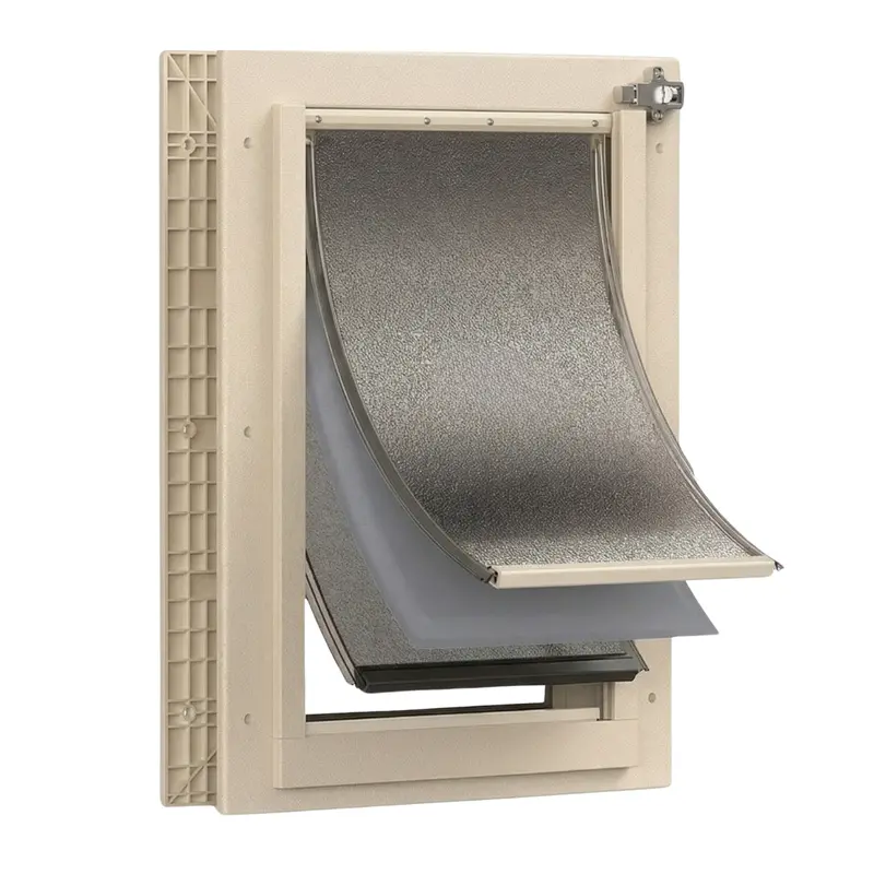 Insulated Pet Door with Telescoping Tunnel and Magnetic Dual-Flap Design