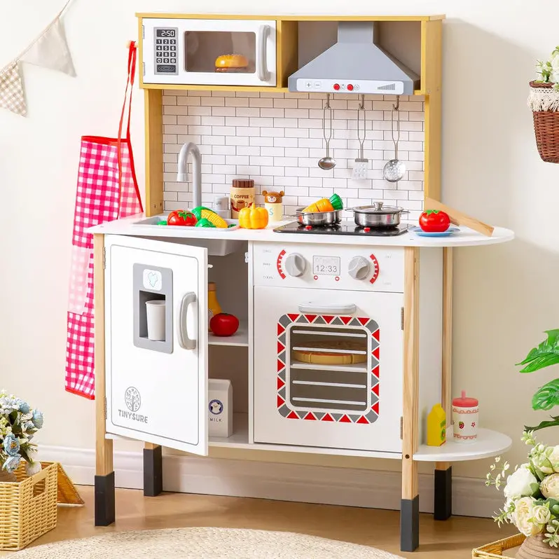 Interactive Play Kitchen for Toddlers with Lights, Sounds & Food Accessories