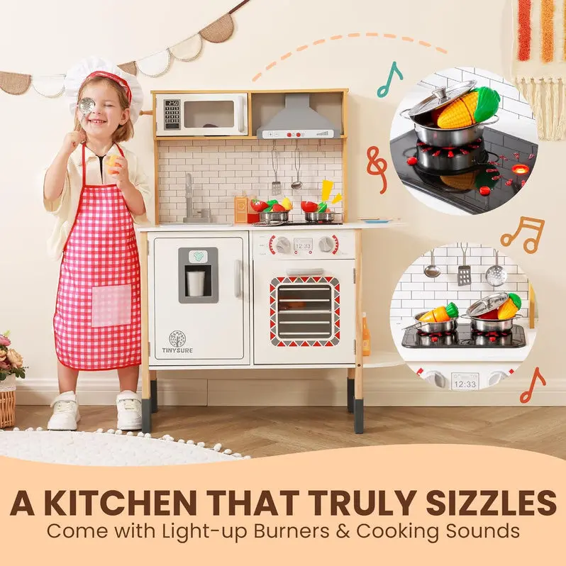 Interactive Play Kitchen for Toddlers with Lights, Sounds & Food Accessories