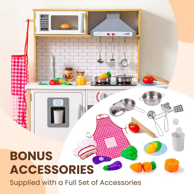 Interactive Play Kitchen for Toddlers with Lights, Sounds & Food Accessories