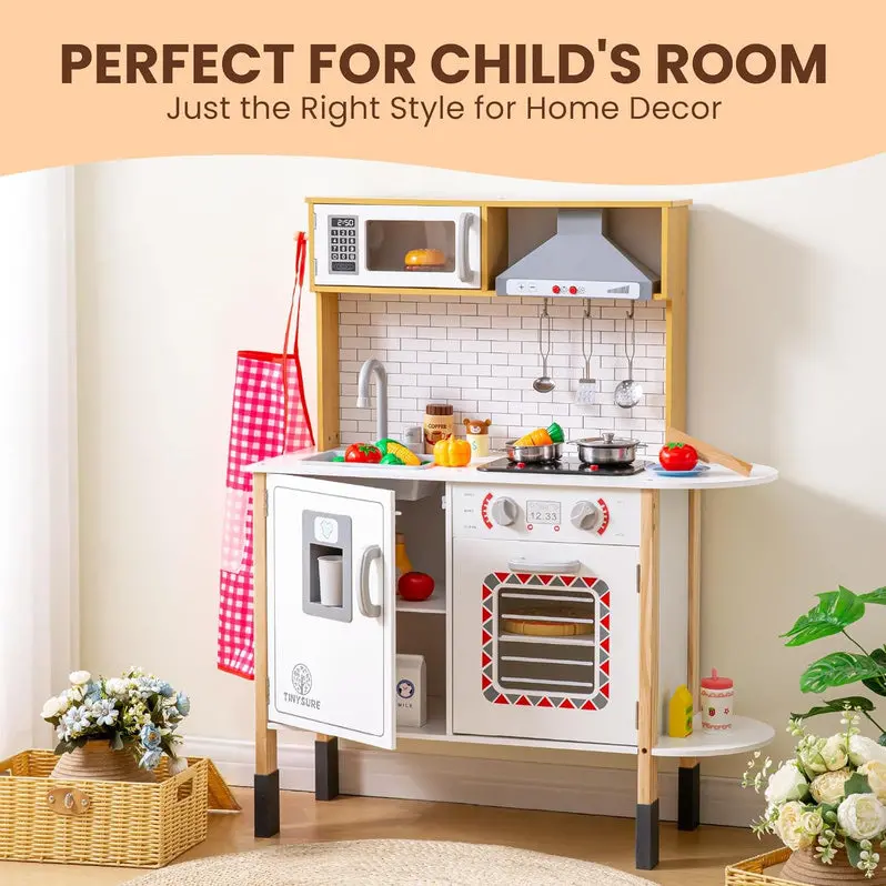 Interactive Play Kitchen for Toddlers with Lights, Sounds & Food Accessories