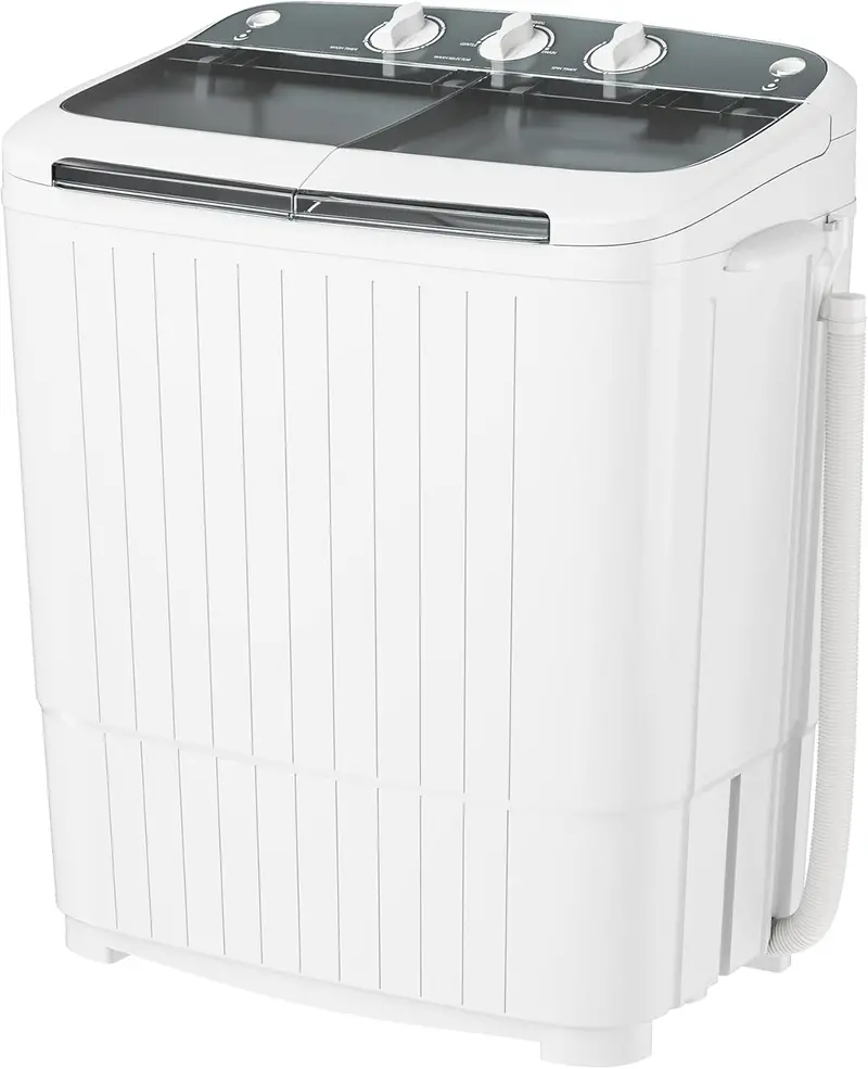 INTERGREAT 16-Lb Twin-Tub Portable Washer – Semi-Automatic Laundry Machine with Extended Hose & Drain Pump, Blue Design for Dorms & Apartments
