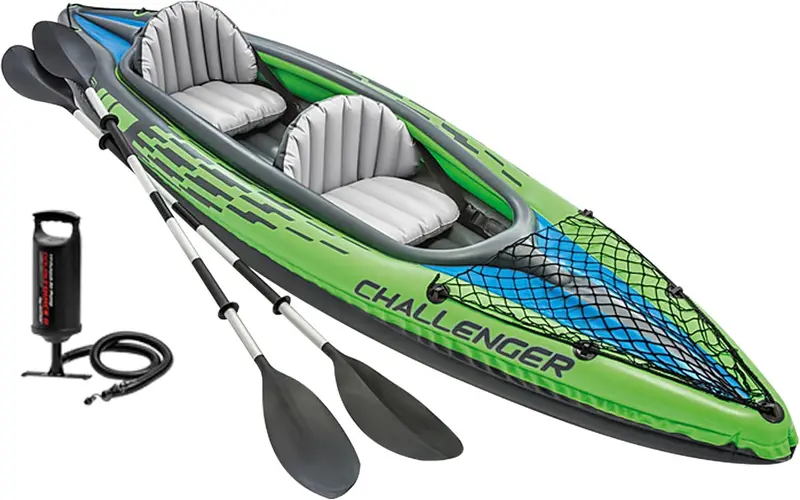 Intex Challenger Inflatable Kayak Bundle – Includes 86-Inch Paddles & High-Output Pump 2