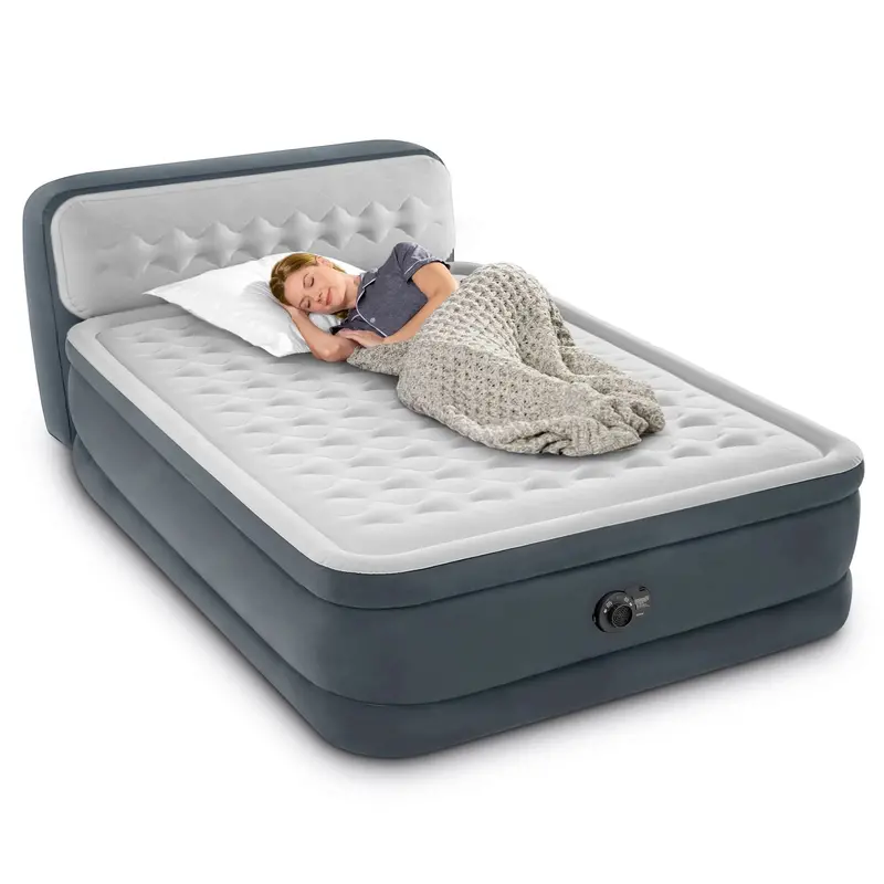 Intex Dura-Beam Deluxe Queen Air Mattress – 18-Inch Height, Built-in Pump