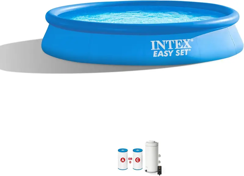 Intex Easy Set 15-Foot Inflatable Pool – Includes 1000 GPH Filter Pump, Ladder, Cover & Ground Cloth