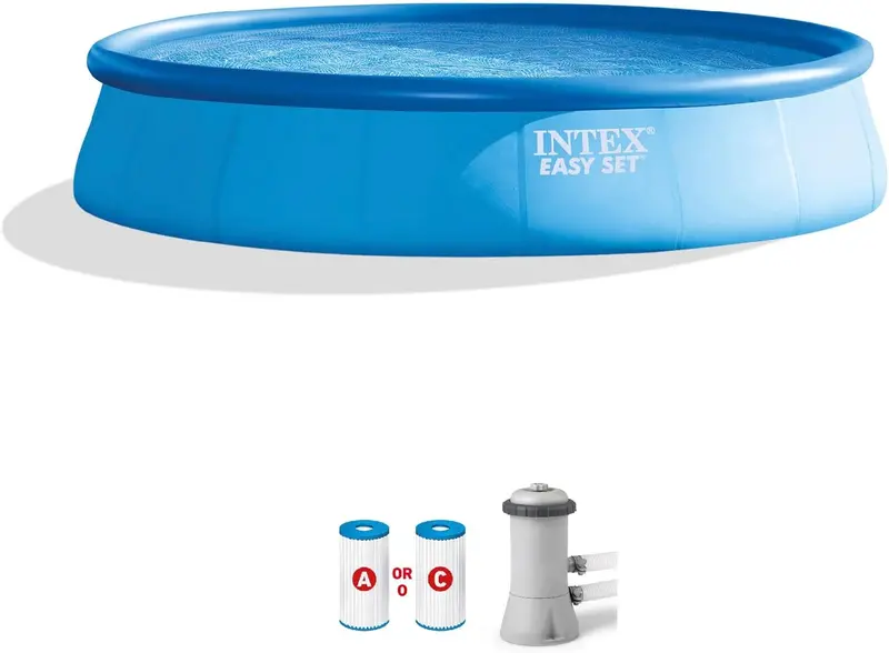 Intex Easy Set 15-Foot Inflatable Pool – Includes 1000 GPH Filter Pump, Ladder, Cover & Ground Cloth