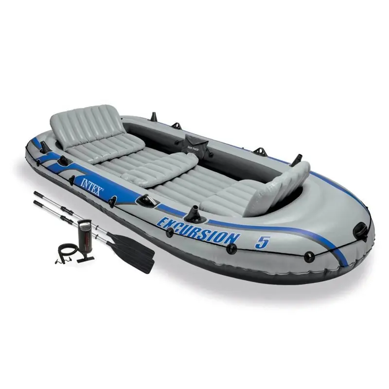 Intex Excursion 5-Person Inflatable Fishing Boat with Motor Mount and Repair Kit