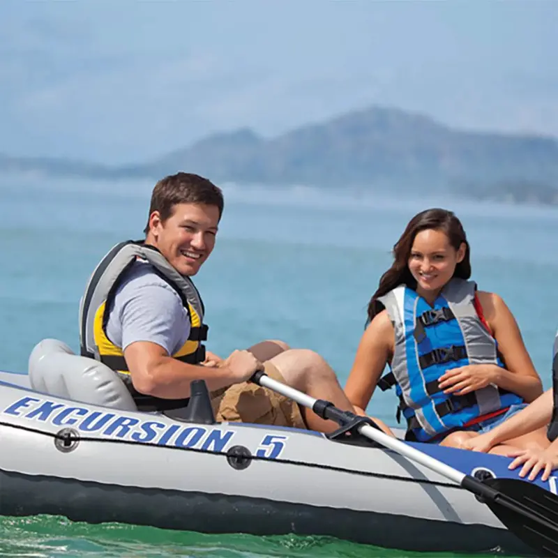 Intex Excursion 5-Person Inflatable Fishing Boat with Motor Mount and Repair Kit