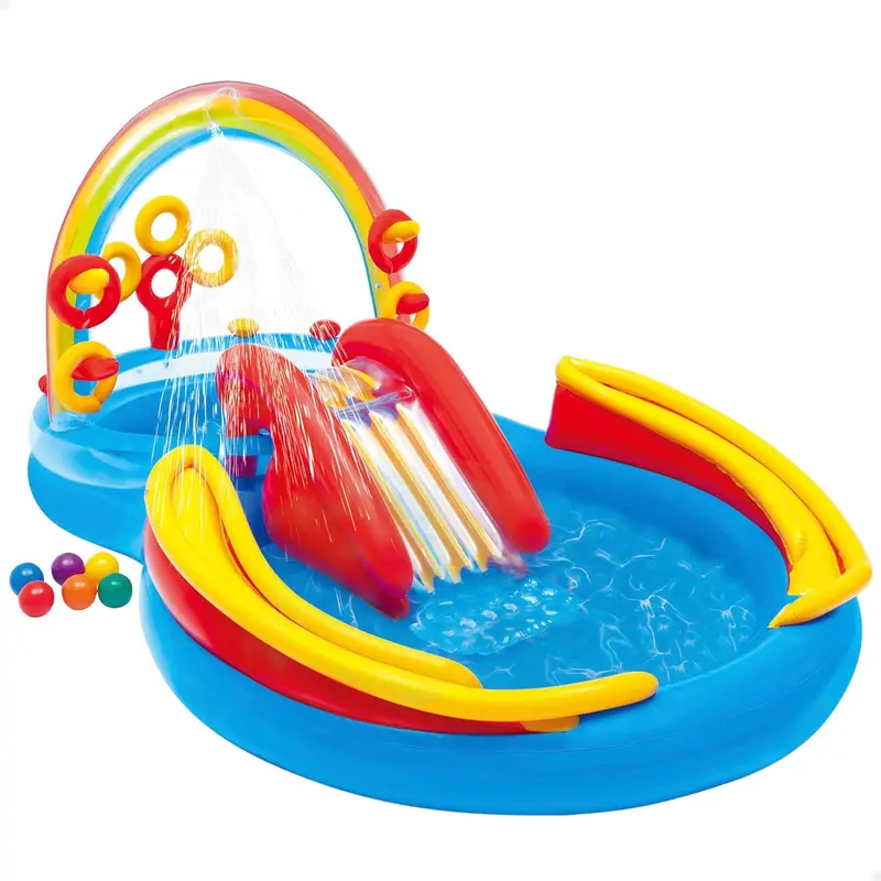 Intex Jungle Adventure Inflatable Splash Pool – 96" x 78" x 28" Kids Water Slide & Spray Play Center for Backyards