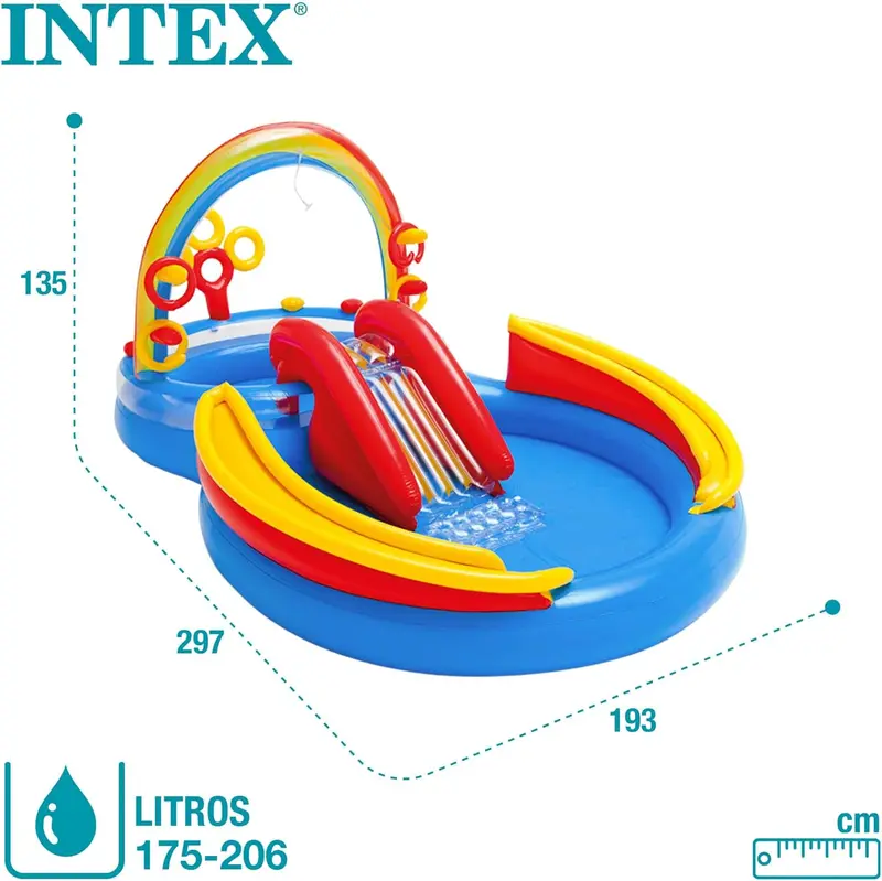 Intex Jungle Adventure Inflatable Splash Pool – 96" x 78" x 28" Kids Water Slide & Spray Play Center for Backyards