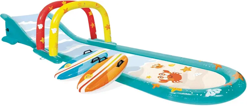 Intex Jungle Adventure Inflatable Splash Pool – 96" x 78" x 28" Kids Water Slide & Spray Play Center for Backyards