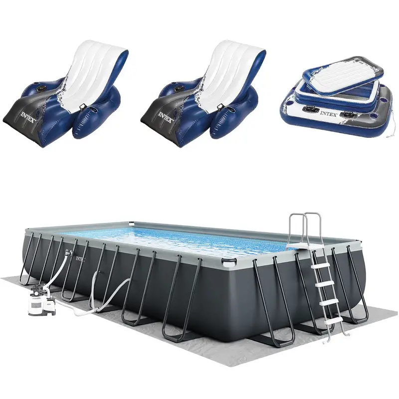Intex Ultra XTR 24 ft x 12 ft x 52 in Above-Ground Pool Kit with Dual Inflatable Floats and Cooler