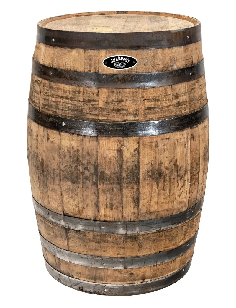 Jack Daniel’s Oak Whiskey Barrel Replica – 35" H × 26" D, Barrel Brown Finish