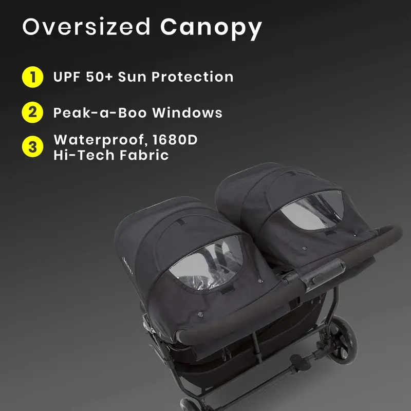 Jeep Destination Ultralight Double Side-by-Side Stroller for Toddlers