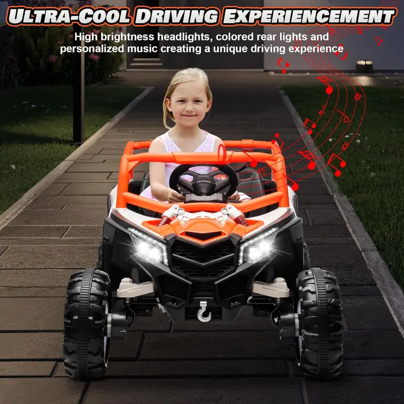 JOYRACER 4WD Remote Control Kids Car – Bluetooth-Enabled with MP3, Headlights, and Shock Absorption