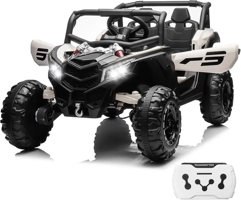 JOYRACER 4WD Remote Control Kids Car – Bluetooth-Enabled with MP3, Headlights, and Shock Absorption