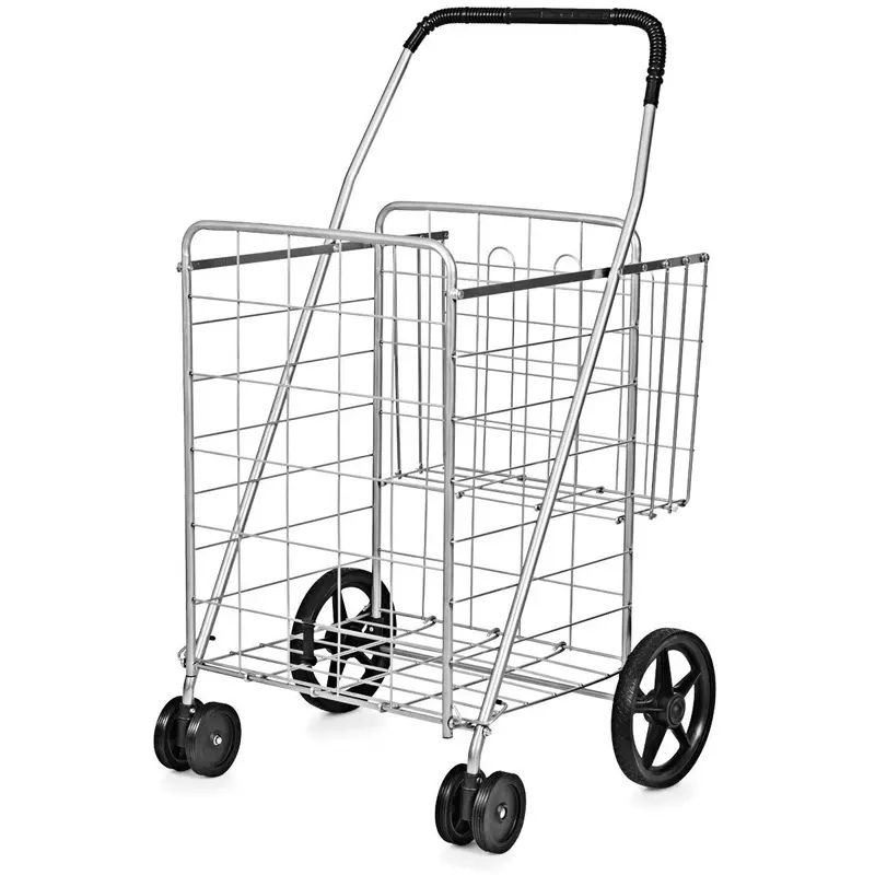 Jumbo Capacity Folding Shopping Cart – Multi-Use Carrier for Groceries, Luggage & More 1