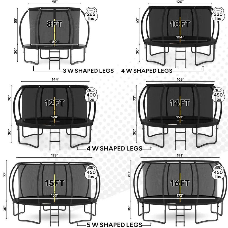 JUMPZYLLA 8-Foot Outdoor Trampoline — Enclosed Bounce Area for Kids