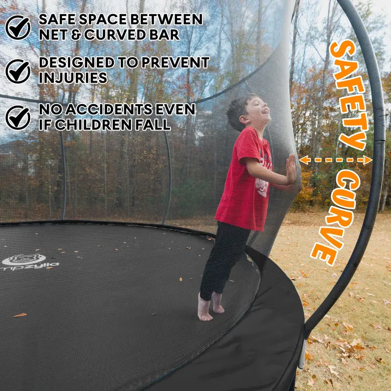 JUMPZYLLA 8-Foot Outdoor Trampoline — Enclosed Bounce Area for Kids