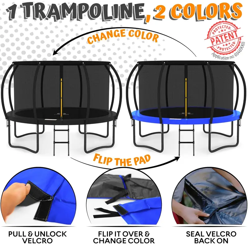 JUMPZYLLA 8-Foot Outdoor Trampoline with Safety Enclosure for Kids