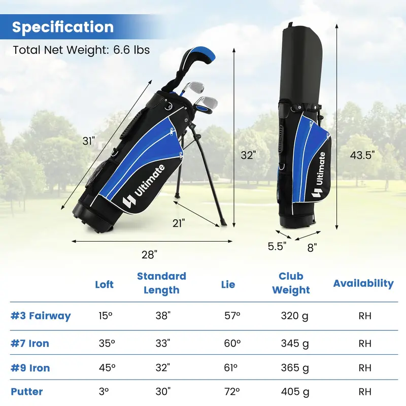 Junior Golf Set for Ages 11–13 — Right-Handed Complete Clubs with Stand Bag