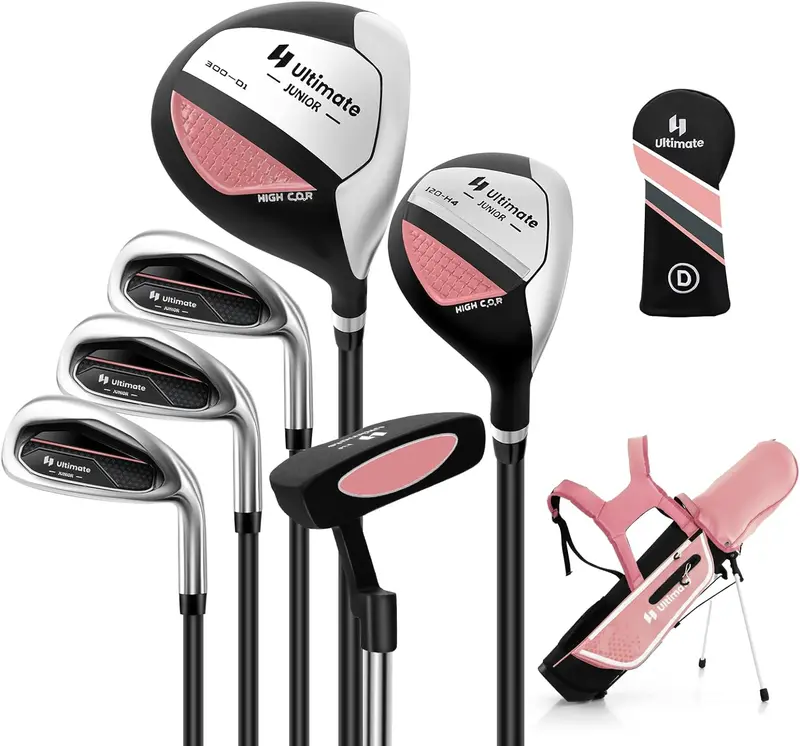 Junior Right-Handed Golf Club Set for Kids Including Stand Bag & Weatherproof Rain Hood