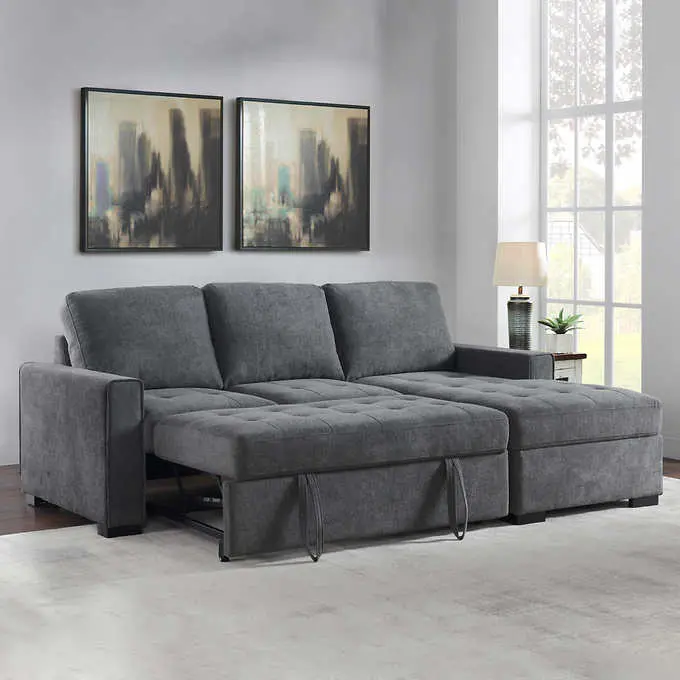 Kendale Modern Sleeper Sofa – Convertible Sectional with Chaise and Hidden Storage Compartment
