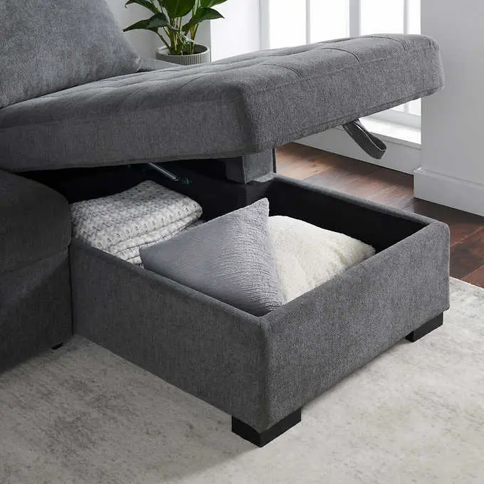 Kendale Modern Sleeper Sofa – Convertible Sectional with Chaise and Hidden Storage Compartment