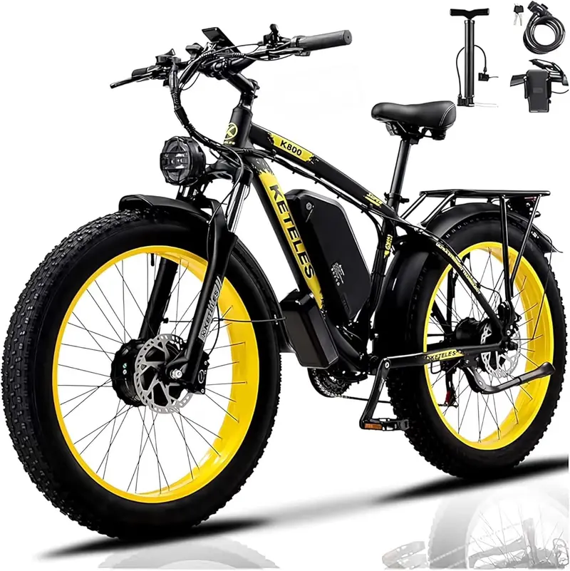 KETELES 4000W Dual-Motor Fat-Tire Electric Mountain Bike – 26" Wheels, 48V 23Ah Removable Battery, UL 2849 Certified