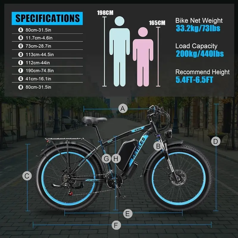KETELES 4000W Dual-Motor Fat-Tire Electric Mountain Bike – 26" Wheels, 48V 23Ah Removable Battery, UL 2849 Certified