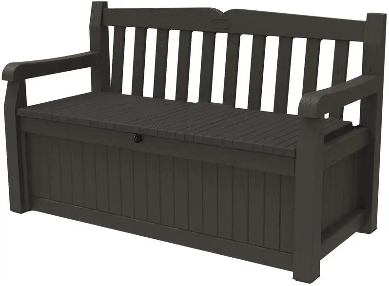 Keter Solana 70-Gallon Outdoor Storage Bench – Weather-Resistant Deck Box for Patio, Garden & Pool Gear