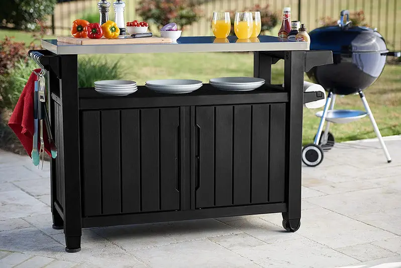 Keter Unity XL All-in-One Outdoor Table with Integrated Storage Compartment