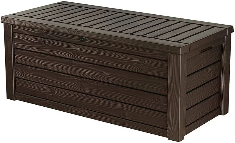Keter Westwood 150-Gallon Large Deck Box – Heavy-Duty Resin Outdoor Storage for Furniture, Cushions, Tools, and Pool Gear