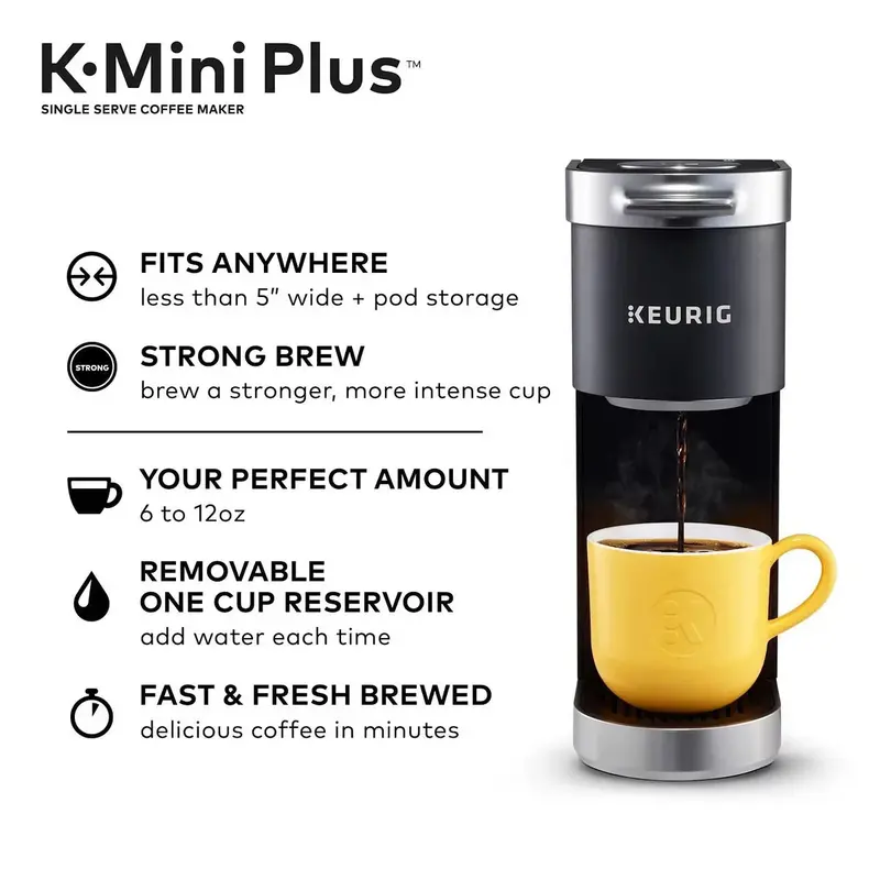 Keurig K-Mini Plus Single-Serve Coffee Maker — Compact Brew System with Strong Brew Option