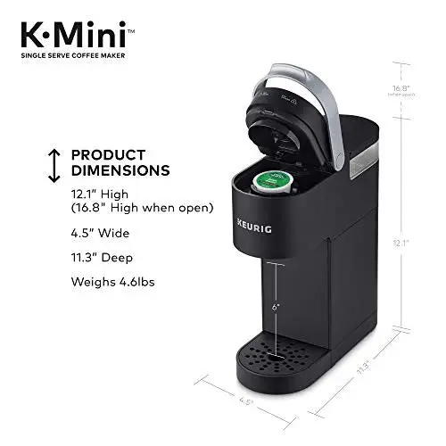 Keurig K-Mini Single-Serve Coffee Brewer – Compact, One-Touch Brewing, Compatible with All K-Cup Pods (Black)